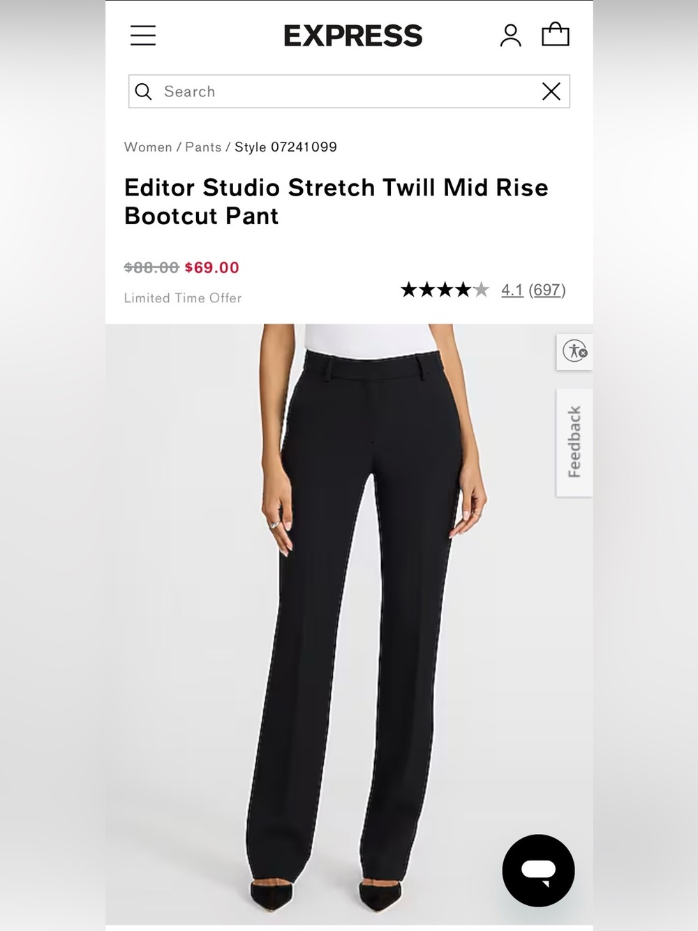 Express Black Mid-Rise Bootcut Pants